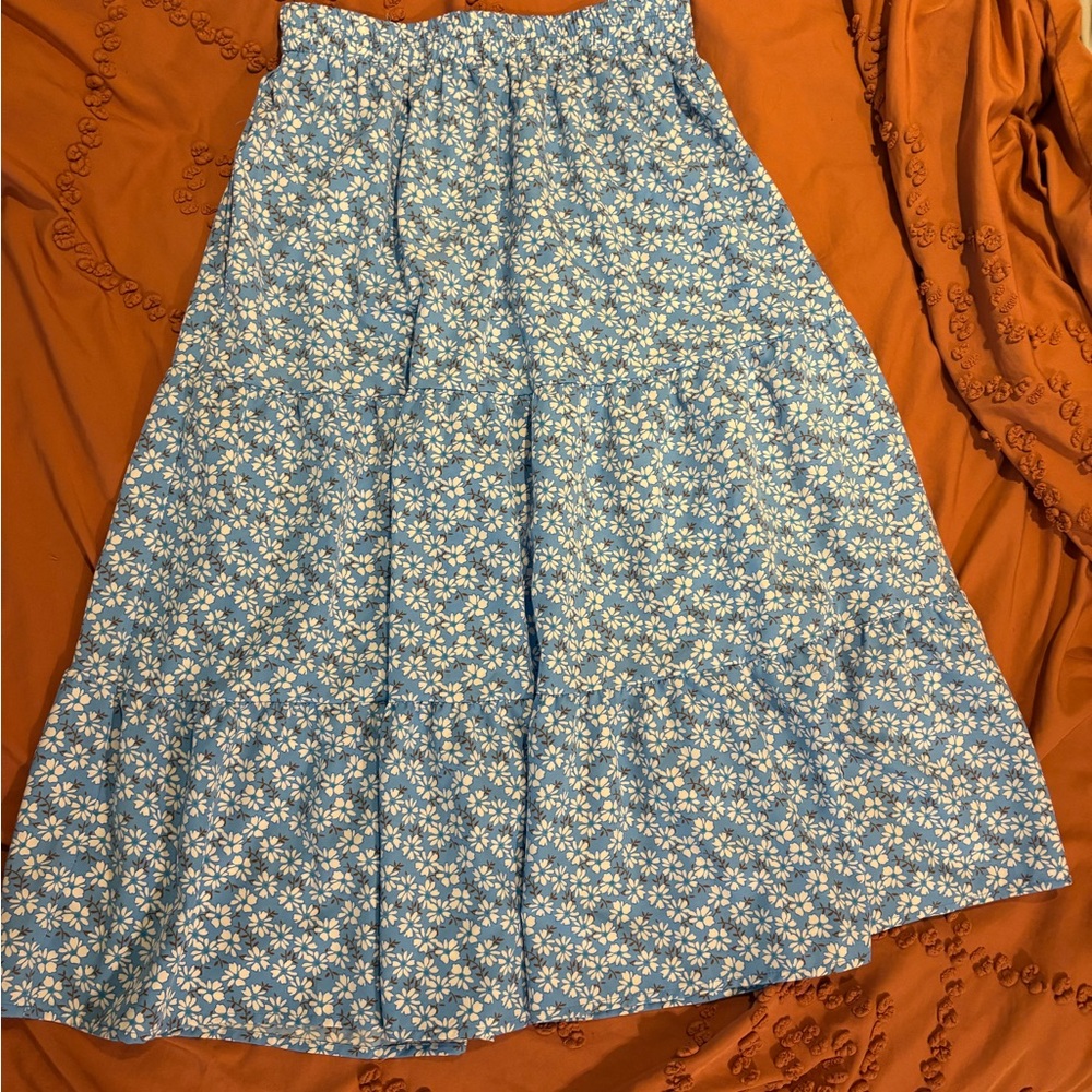 Floral Blue Maxi Skirt